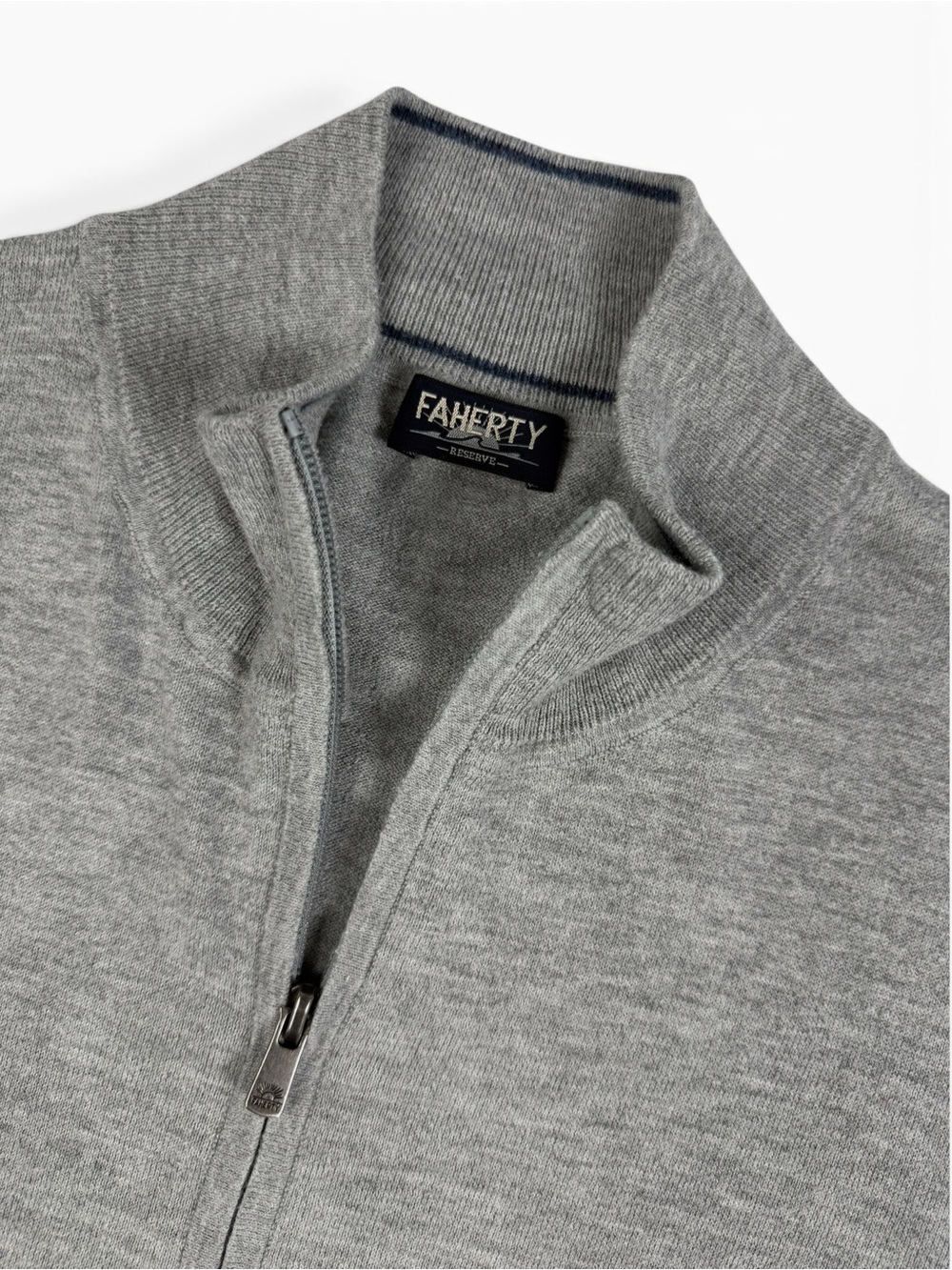 Faherty Reserve COOLMAX Quarter Zip Sweater Gray Medium